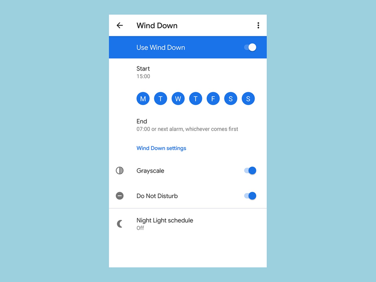 Screenshot of wind down on android