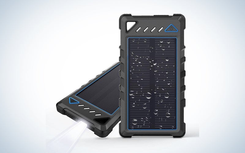 BEARTWO 10000mAh Portable Solar Charger, Ultra-Compact External Batteries with Dual USB Ports