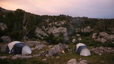 two camping tips at sunset