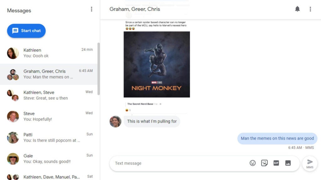 Screenshot of Messages