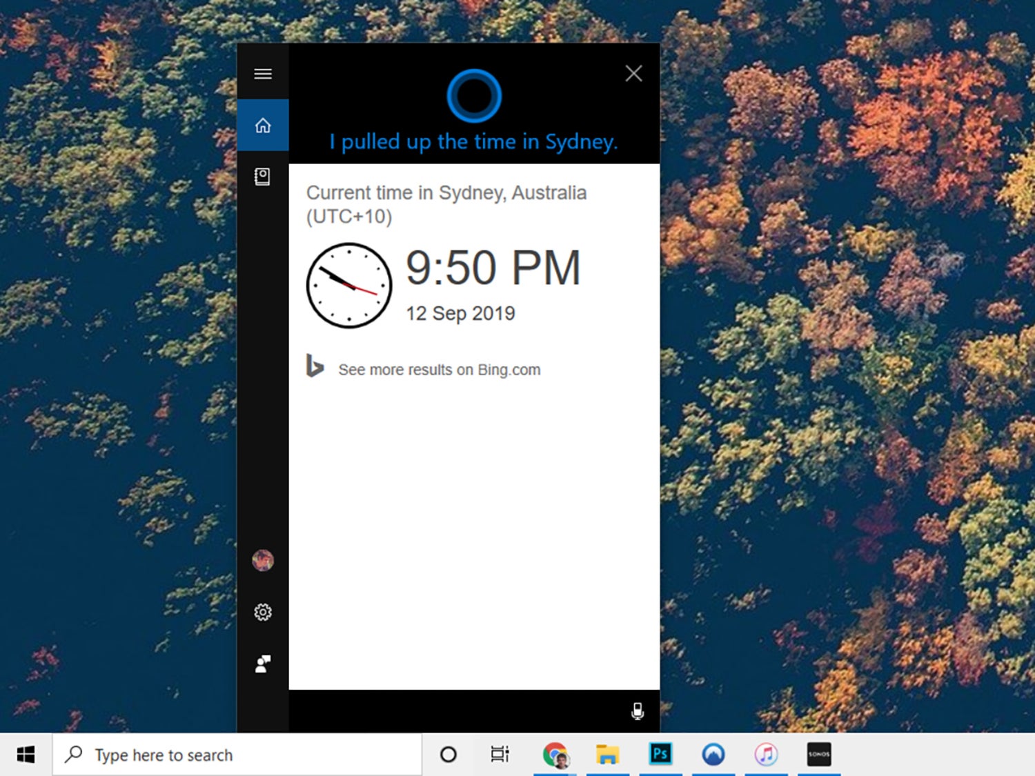 The Cortana virtual assistant on Windows.