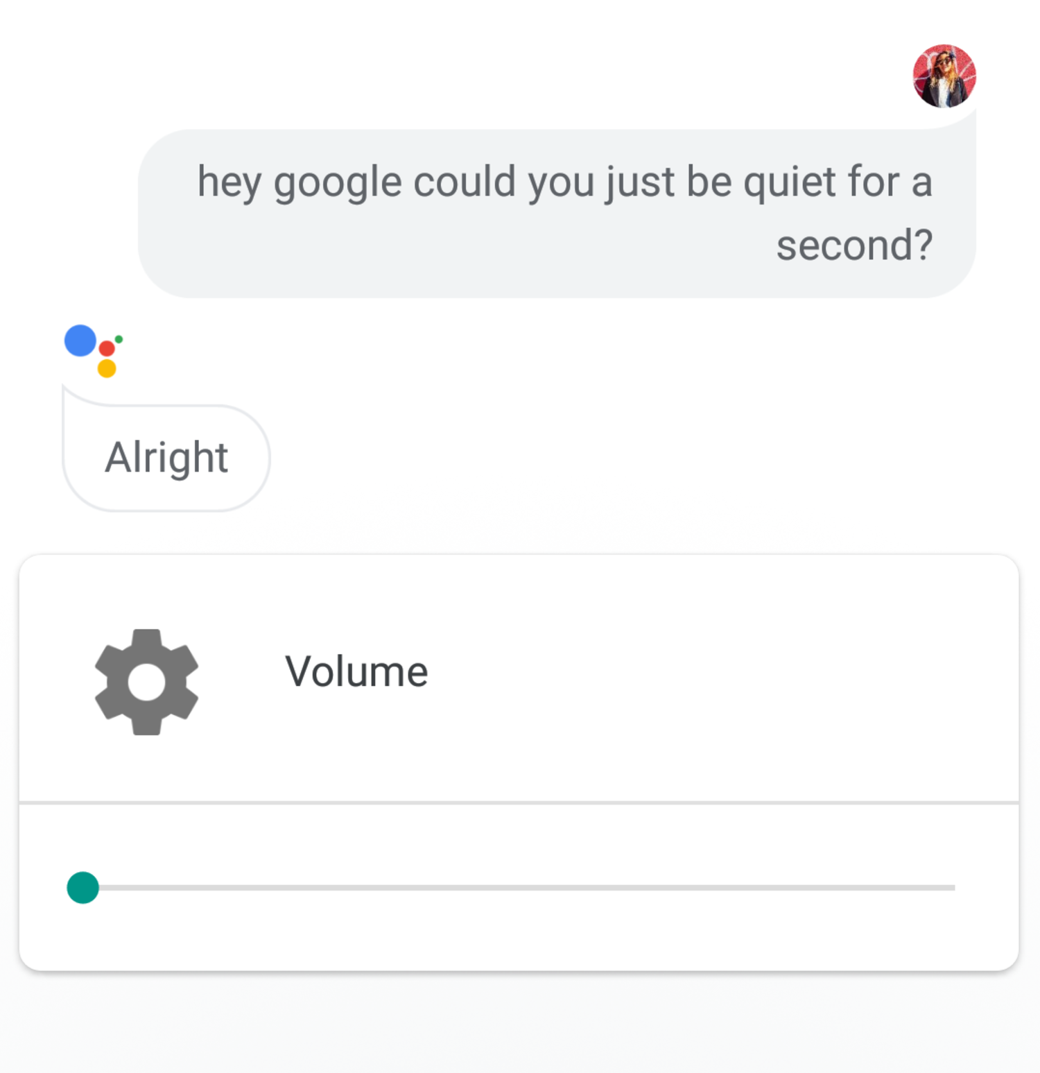 The Google Assistant going into silent mode.