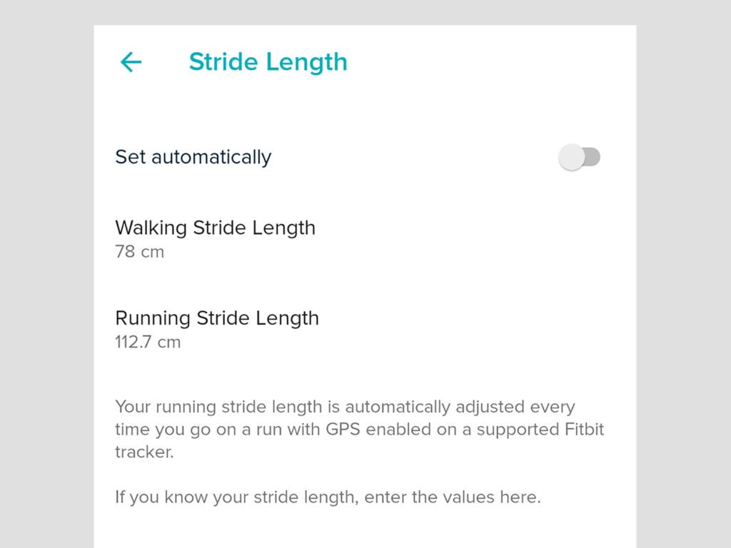 screenshot of fitbit settings page