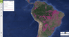 Map of deforestation in South America
