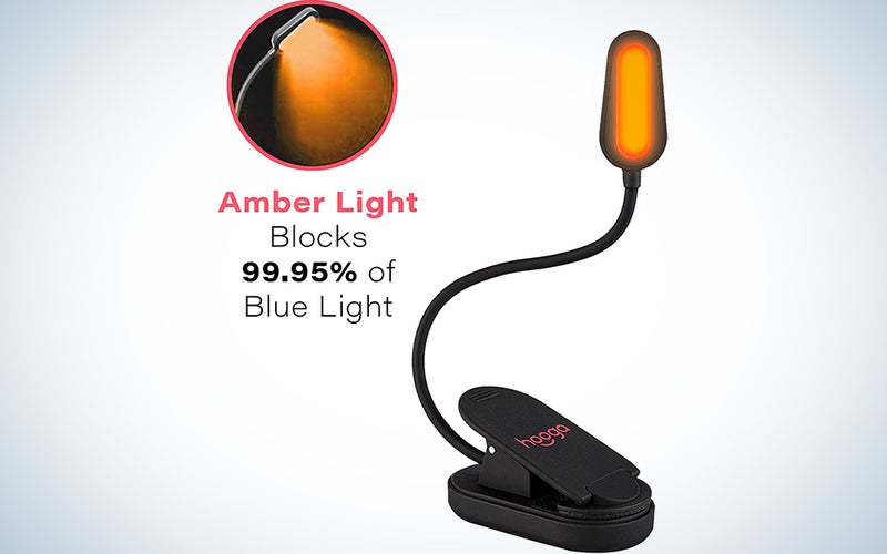 Hoogalite Blue Blocking Rechargeable Amber LED Clip-On Book Light