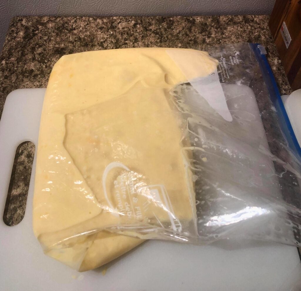 cheese sauce in a bag