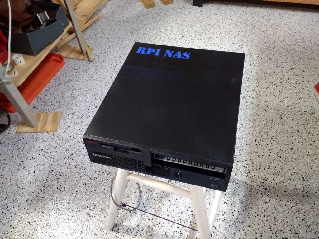 a Raspberry Pi NAS enclosure made from an old computer