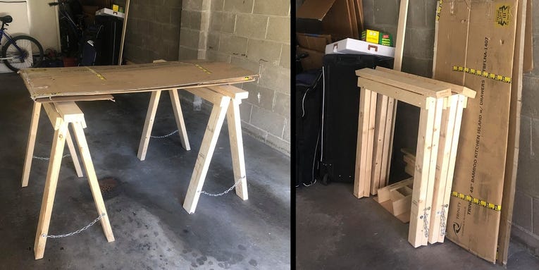 Create a portable workspace by building your own folding saw horses