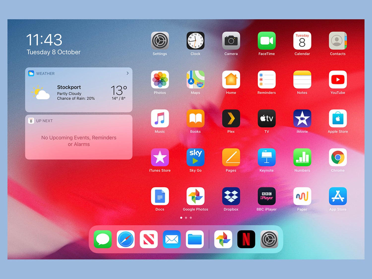 The iPadOS home screen.