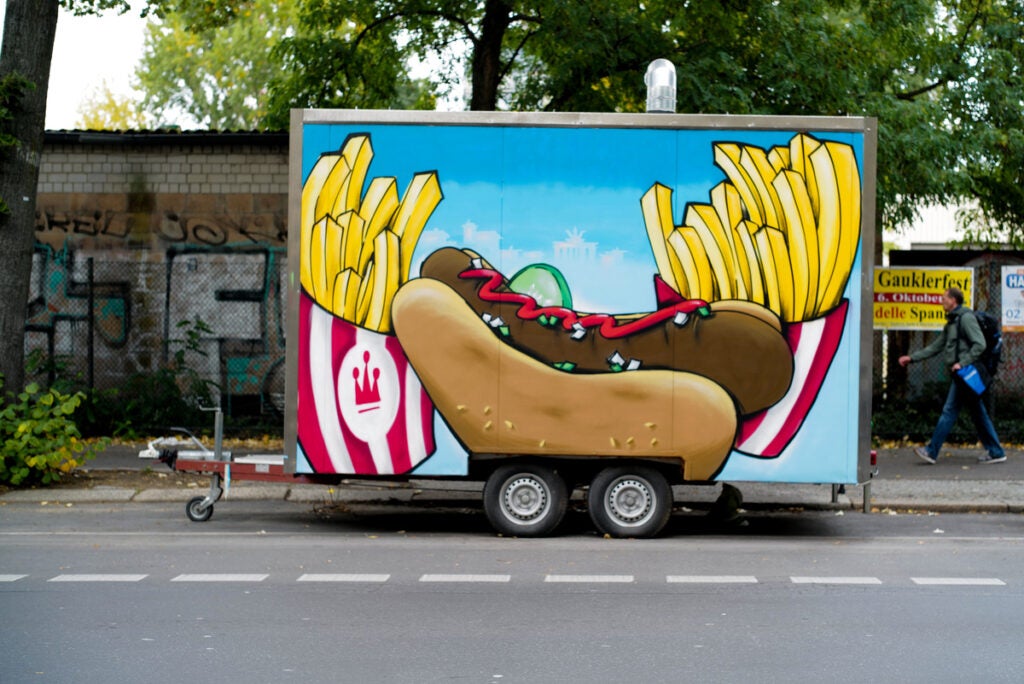food trunk painted with sausage and fries