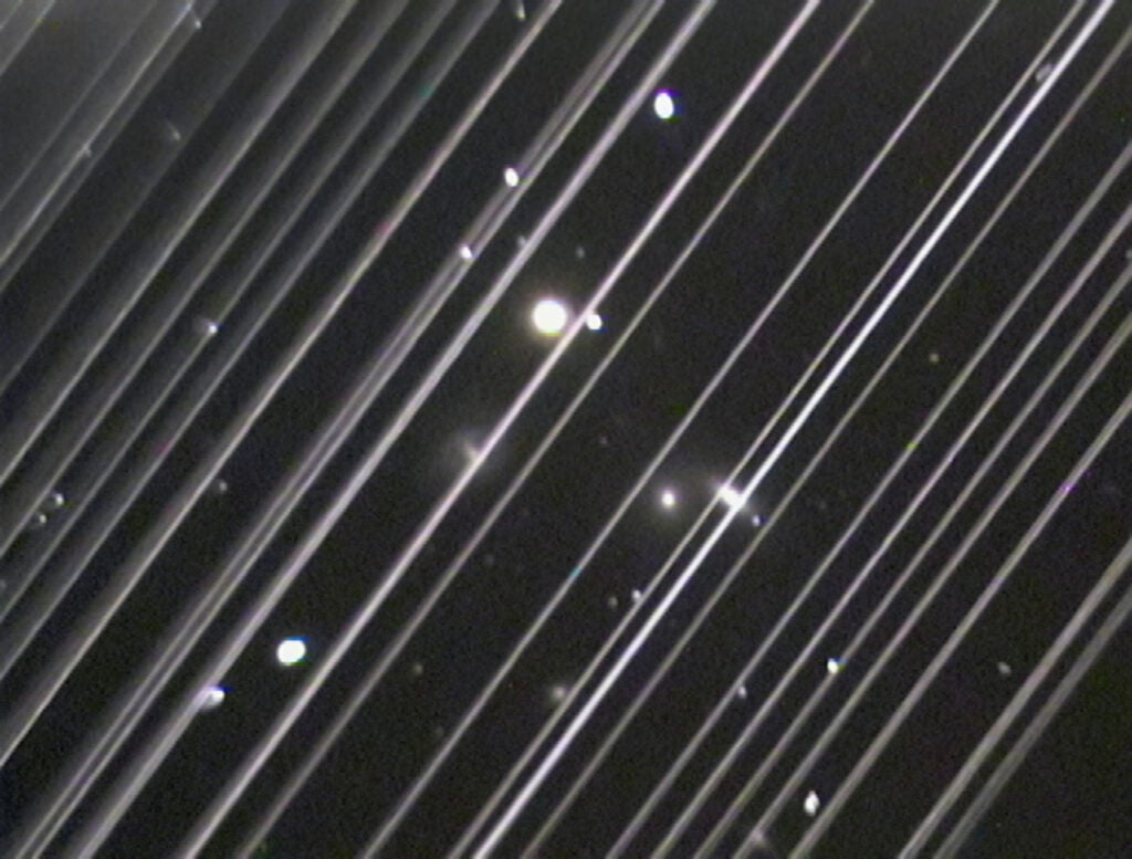 Streams of light from SpaceX's Starlink satellites