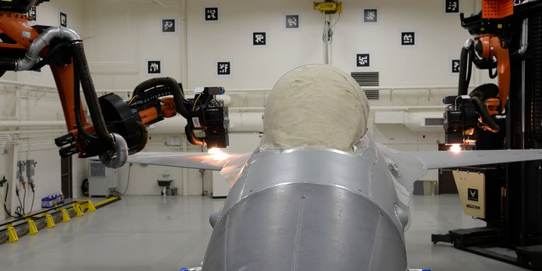 The best way to strip paint off a fighter jet? Laser-wielding robots.