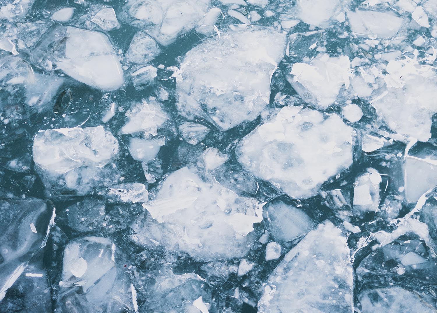 Broken ice on water