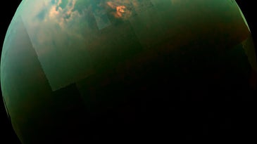 an infrared composite photo of titan
