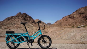A motorized bike on a desert landscape