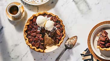 This pecan pie combines chocolate and bourbon in the most decadent way