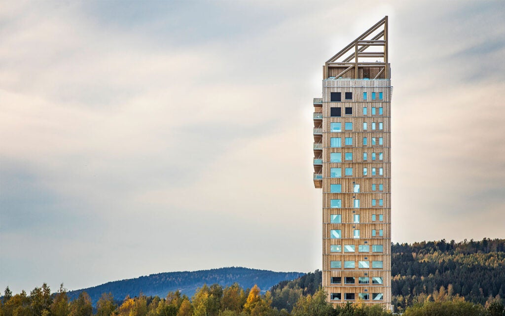 Mjøsa Tower wooden skyscraper by Voll Arkitekter