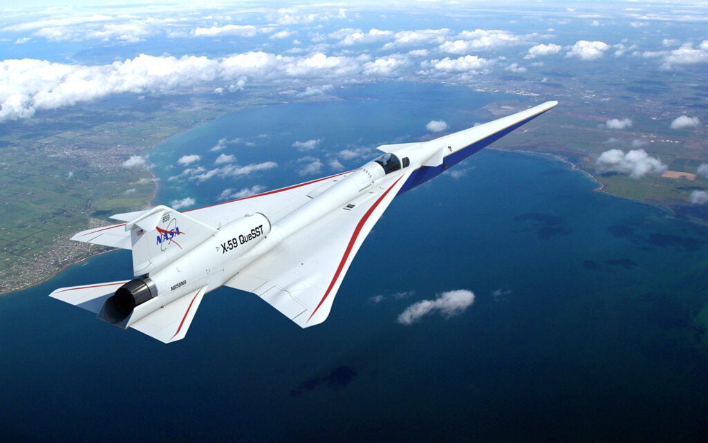 X-59 QueSST supersonic jet by Lockheed Martin in flight