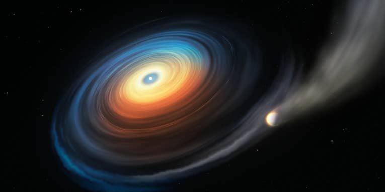 White dwarf star spotted nibbling on the atmosphere of a nearby icy planet