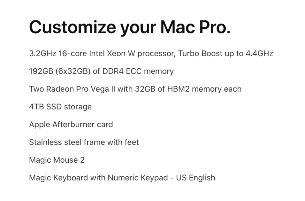 Mac Pro spec.