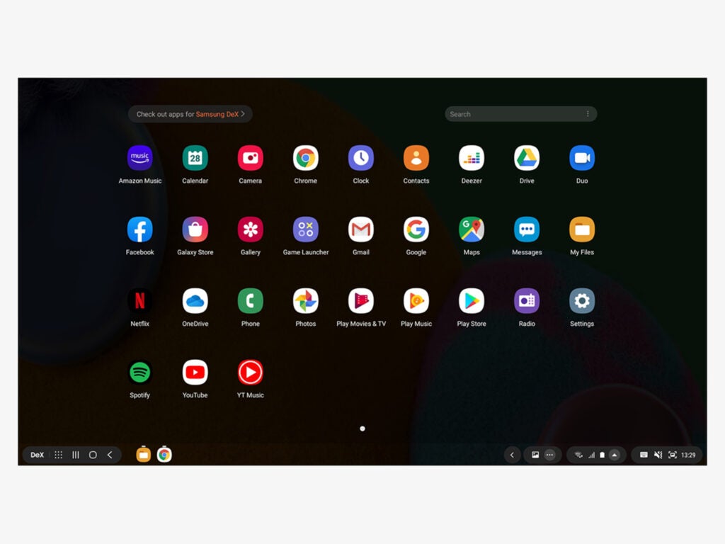Screenshot of Samsung DeX desktop