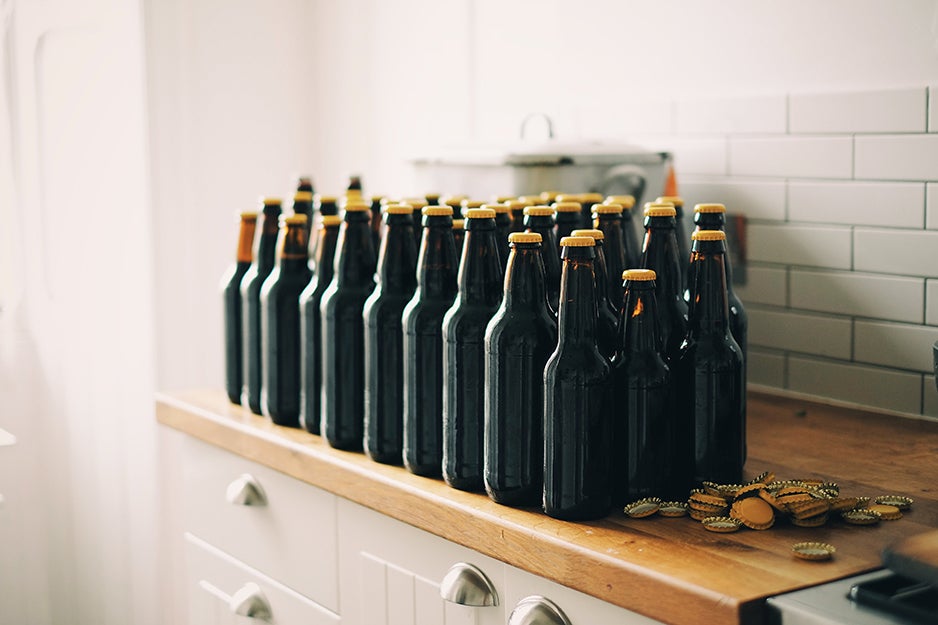 bottles of beer on a counter