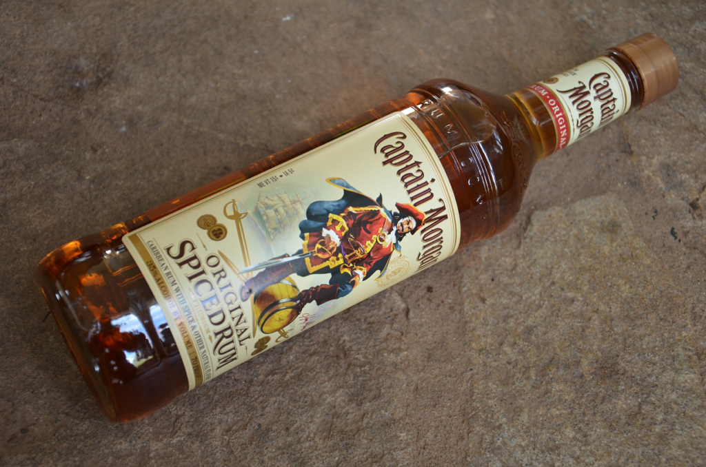 A bottle of Captain Morgan's spiced rum.