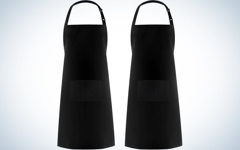 Syntus 2 Pack 100% Cotton Adjustable Bib 2 Pockets Cooking Kitchen Aprons