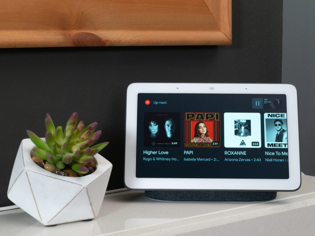 Google Nest Hub playing content on YouTube Music