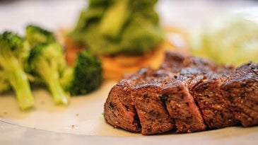 steak and broccoli on a plate