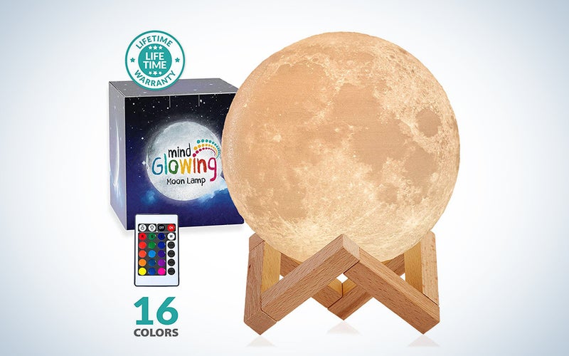 Moon Lamp, LOGROTATE 16 Colors LED 3D Print Moon Light with Stand & Remote&Touch Control and USB Rechargeable, Moon Light Lamps for Kids Friends Lover Birthday Gifts