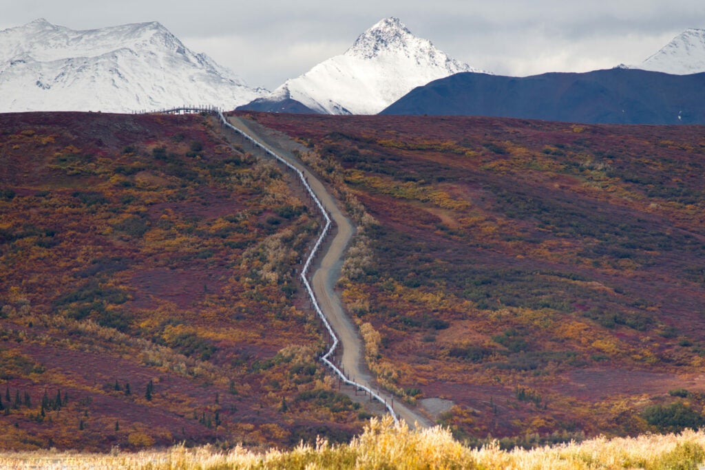 oil pipeline cuts across Alaska
