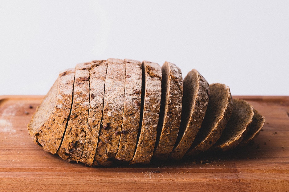 sliced bread on a wooden block