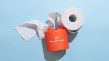 A roll of toilet paper labeled as 