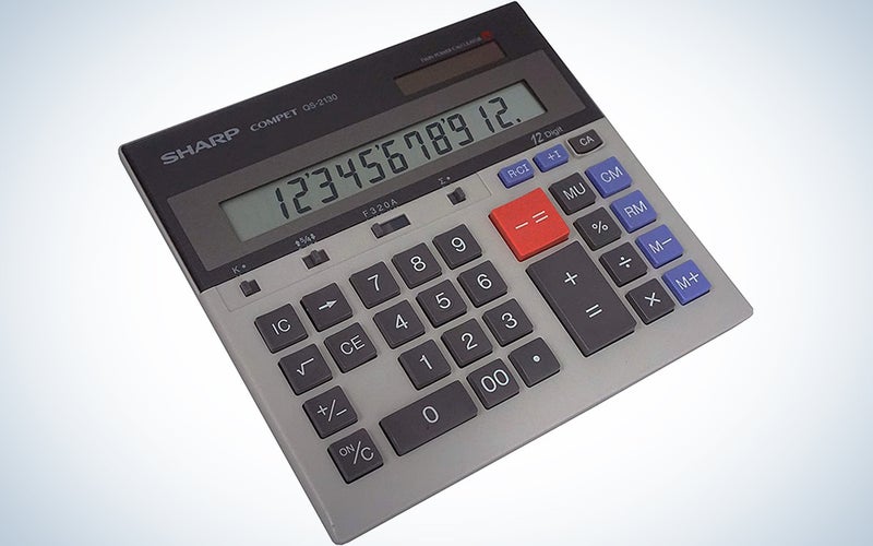 Sharp QS-2130 12-Digit Commercial Desktop Calculator with Kickstand, Arithmetic Logic, Battery and Solar Hybrid Powered LCD Display