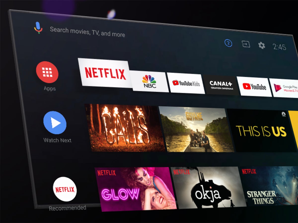 a photo of the Android TV interface