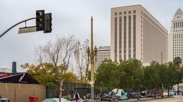 A homeless camp in downtown Los Angeles