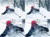 a comparison of photo compression on a photo of a skiier
