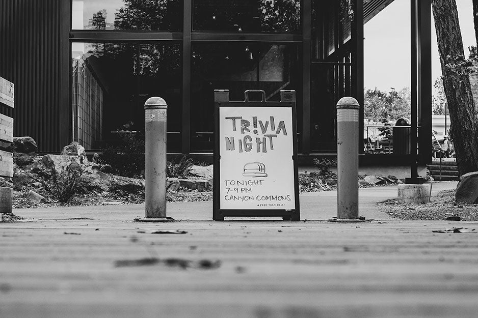 trivia sign on the street