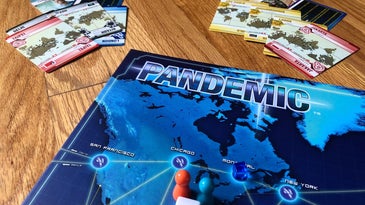 the start of the cooperative board game, Pandemic
