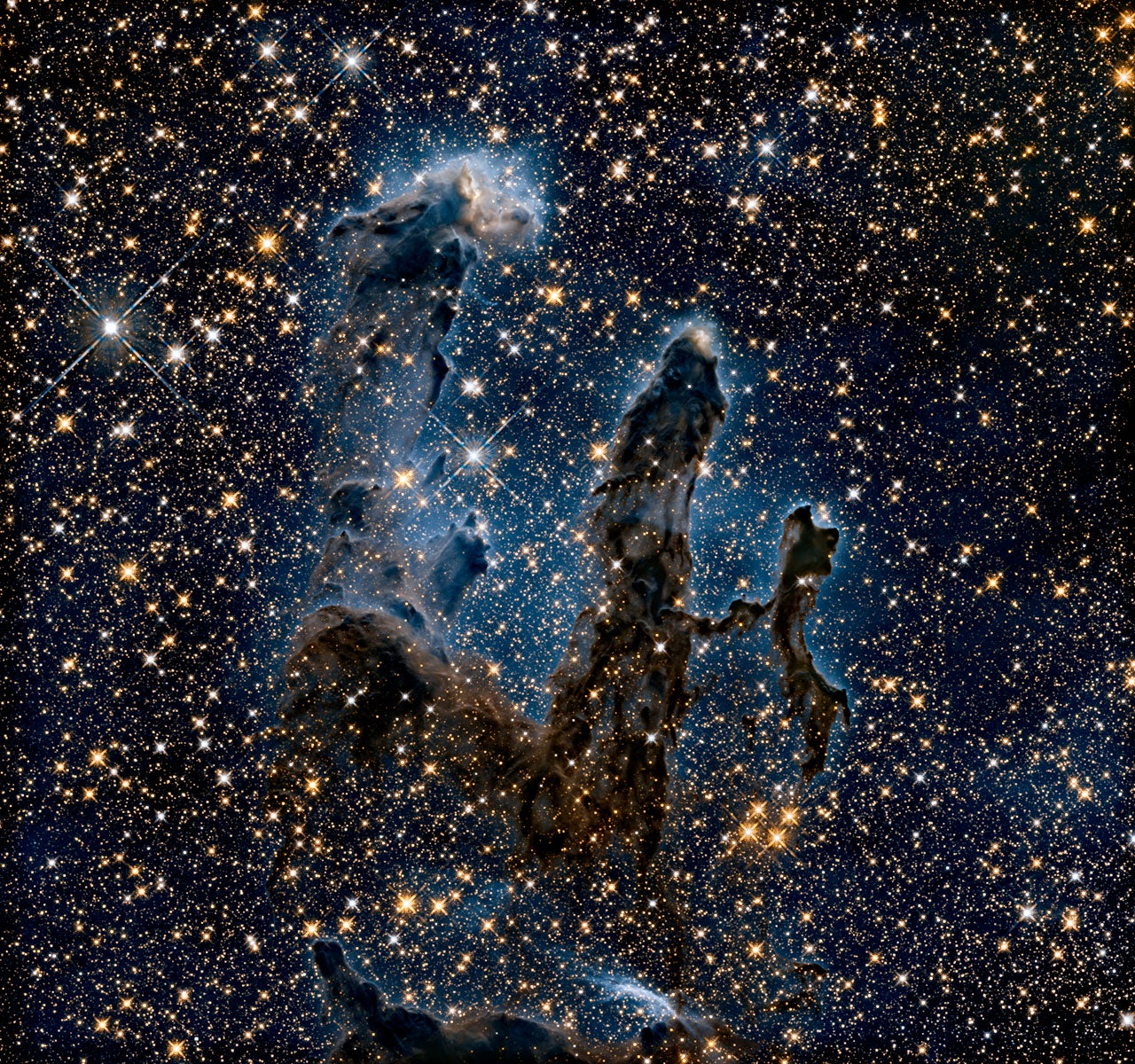 The Eagle Nebula's Pillars of Creation imaged in infrared light.