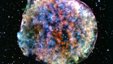 An X-ray and optical composite image of a detonating star.