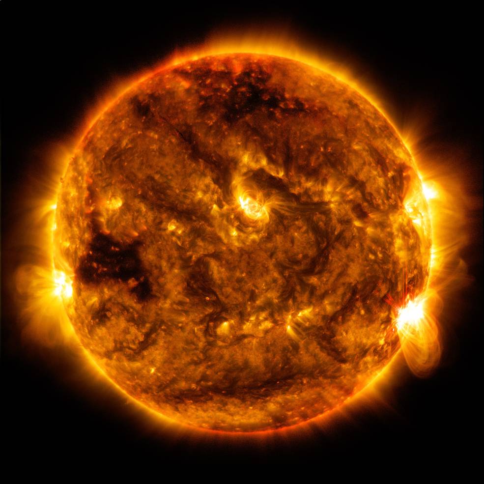 the sun emitting some solar flares