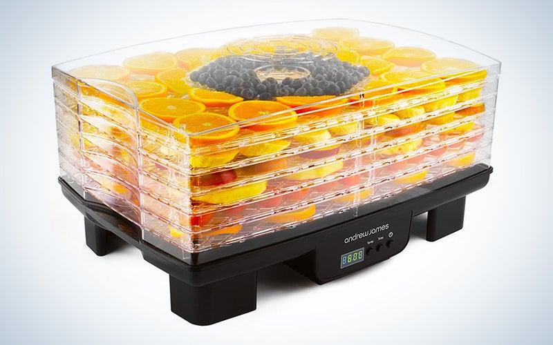Kwasyo Stainless Steel 6 Tray Food Dehydrator BPA-Free, 30~90℃ Temperature Setting, Max 24h, Fruit Dryer Machine with Free Recipe Book, Dehydrator Machine for Fruit, Vegetables, Meats and Chili-400W