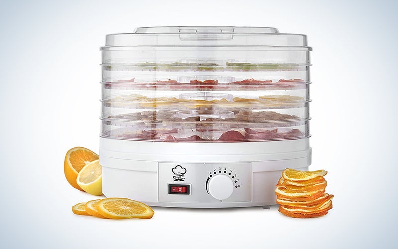 MisterChef® Food Dehydrator, 250W Large 5 Trays – Perfect for Healthy & Natural Snacks, Dried Fruit - Long 1m Power Cord + Free Color Recipe Book + Free 2 Year Warranty + Nice Color Gift Box