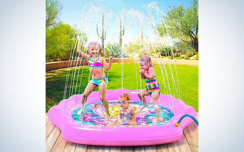 PRINCESSA Splash Pad for Girls 78” Outdoor Mermaid Children’s Water Pad