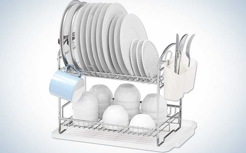 Simple Houseware 2-Tier Dish Rack with Drainboard