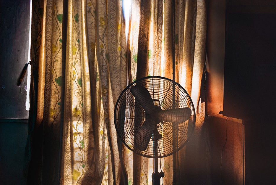 fan in a shady room