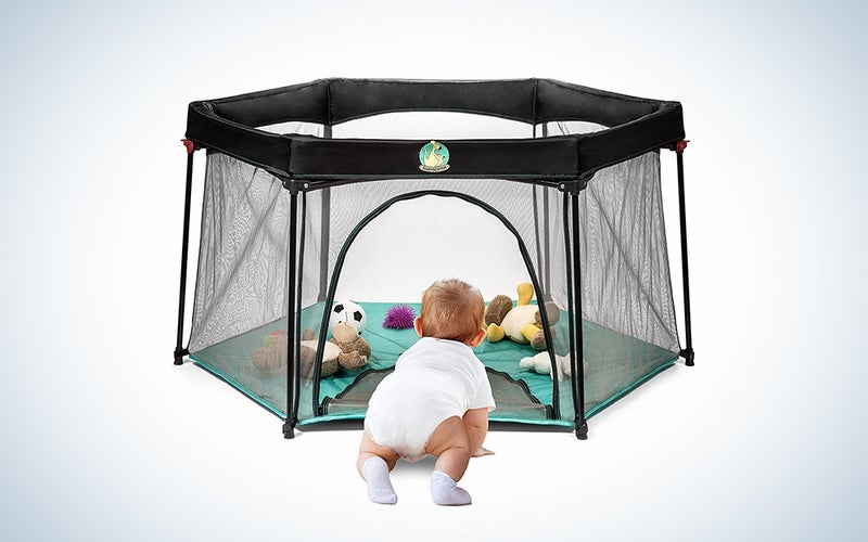 BABYSEATER Portable Playard Play Pen with Carrying Case for Infants and Babies