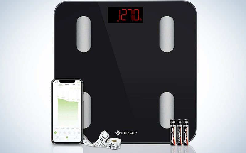 Etekcity Digital Body Weight Scale, Smart Bluetooth Body Fat BMI Scale, Bathroom Weighing Scale Tracks 13 Key Fitness Compositions, 400 lbs, 11.8 × 11.8 Inches